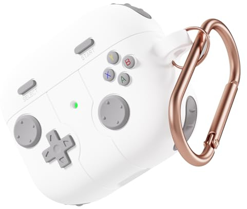 MINUUISCT Custodia compatibile con Airpods 3, custodia classica per console di gioco portatile in silicone morbido protettivo con cordino per Airpods 3, Bianco
