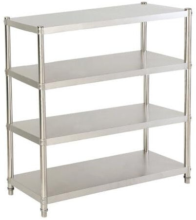 Konfiur Küchenregal, 4 Böden Küchen Edelstahlregal mit Regal, Schwerlastregal Küchenregal Stehend, Küche Arbeitsplatte, Silver 120 x 40 x 150 cm