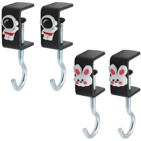 Lxoraziy 4 Stück Tisch Handtaschenhalter Haken, Verstellbare Aluminium Aufhängehaken, Schultaschenhaken, für Tisch Schultaschenhaken Schüler, Schreibtisch Hängend
