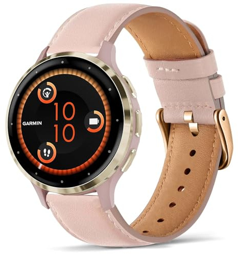VELULYX armband i äkta läder kompatibel med Garmin Venu 2S/Venu 3S/Vivomove 3S/Vivoactive 4S, 18 mm armband för Fossil Ladies Gen 6/Gen 5E/Gen 4/Gen 3