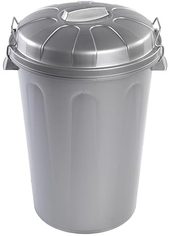 COSHANO Cubo de Basura con asa metálica 100L Litros Para exterior e interior almacenaje de agua - Fabricado en plástico Resistente. Ideal para el hogar, trabajo, hostelería, etc (Plata)