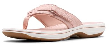 Clarks Cloudsteppers Women's Breeze Sea Flip-Flop, Blush Interest Synthetic, 9 Medium US