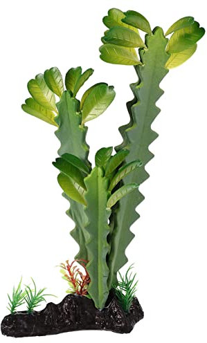 Happyyami Lizard Hiding Plant Realistische Kunstpflanze Mit Harzbasis Für Terrarien Aquarien Und Reptilientanks Dekorative Grüne Pflanze Für Eidechsen Schlangen Und Fische Pflegeleicht