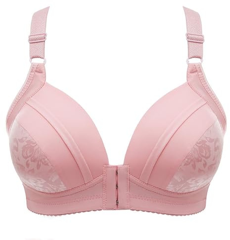 SYDUZAX Women's Push Up Bra Front Fastening Bra for Women Wirefree Sexy Lace Deep V Lift Up Bra Padded No Underwire Bra Comfort Everyday Bra Front Closure Adjustable Strap Underwear Pink