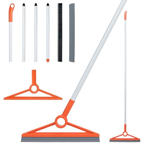 MAVRIZ Escoba de aire con tira de goma extraíble y cerdas de escoba, escoba de silicona para limpieza de interiores, rasqueta multifuncional para polvo, cabello, líquidos
