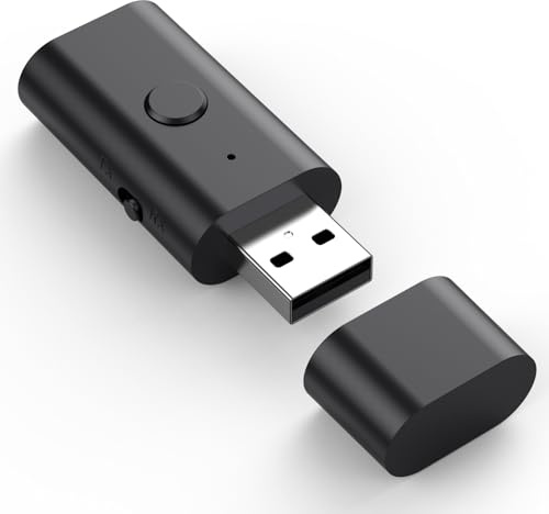 Ricetrasmettitore 5.3 Adattatore USB 2 in 1, adattatore USB Bluetooth, adattatore USB wireless AUX da 3,5 mm, bassa latenza, microfono integrato, streaming musicale, chiamate in vivavoce,