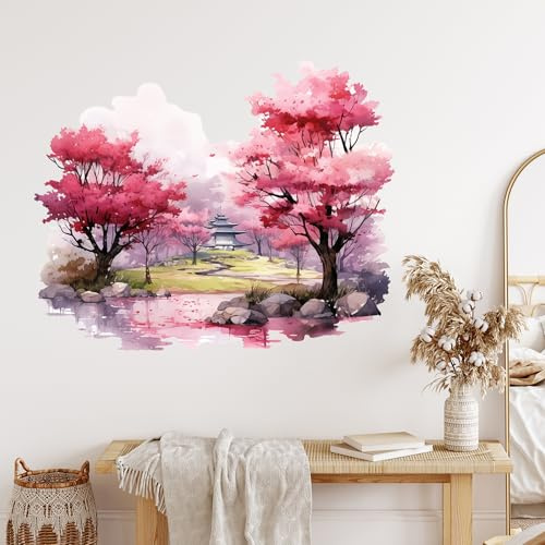 GRAZDesign Sticker mural japonais - Motif : arbres - Paysage - Pour salon et cuisine - 50 x 40 cm