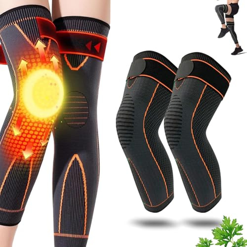 1 Pair Aicao Kneeca Acupressure Self Heating Knee Sleeve, Aicao Knee Protection for Warm, Ai cao Best Knee Brace For Women and Men, Relieve Knee Pain (Orange,M (13.7 - 15.7 ))