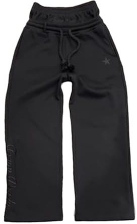 Mens Y2K Wide Leg Sweatpants Drawstring Double Waisted Baggy Hip-Hop Vintage Pants Gym Workout Trousers, Black, Small