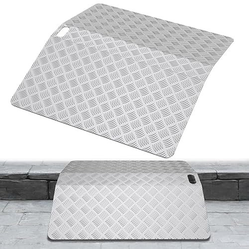 Aufun Rollstuhlrampe Türschwellenrampe 70cmx80x10cm, rutschfeste Oberfläche Stufenrampe aus Aluminium, mit 270kg Tragfähigkeit, Schwellenbrücke Schwellenrampe 10 cm Hoch für Rollstuhl und Handwagen