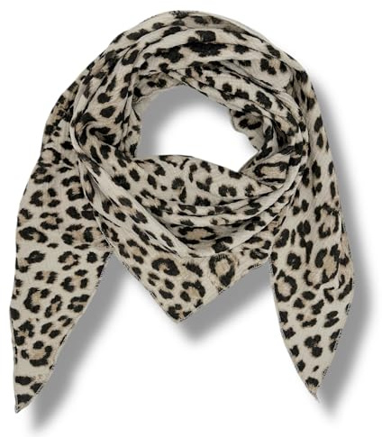 Damen Musselin Tuch Baumwolle Leo Print 195x72 cm Made in Italy