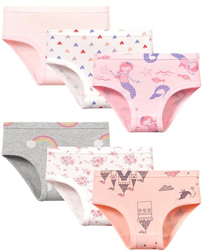 GRPSKCOS Unterhosen Mädchen, 6er Pack Kinder Unterhosen Mädchen Weiche Baumwolle Schlüpfer 2-8 Jahre