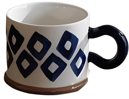 SXPXP Kaffeetassen 12 Unzen Kaffeetasse, Keramik-Frühstückstasse mit Henkel, Milchtasse, geeignet for Lattes, amerikanischen Kaffee, Kakao und Teebeutel(Blue 1)