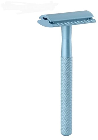 Groomixx Double Edged Safety Razor - Compatible with Double Edged Razor Blades -Sky Blue