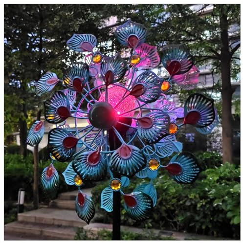 LHCXKJGS Solaire Sculptures Et Mobiles à Vent, 213cm Moulin à Vent Lampe LED à énergie Solaire, Moulin à Vent pour terrasse,pelouse et Jardin