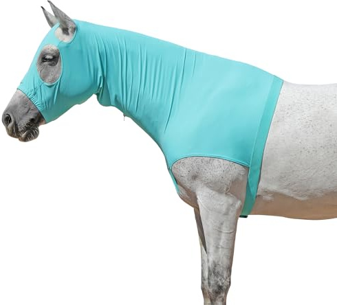 Gallopoff Horse Slinky Hood with Zipper, Stretchy Sleazy Hood Turquoise M