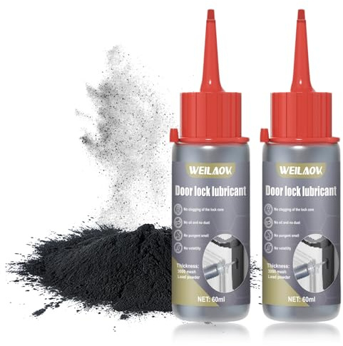 WEILAOK Graphite Powder for Locks, Ultion Door Lock Lubricant, Lock Lubricant Graphite Spray, graphites Spray for Lubricating Door locks, Window Hinges, Door and Window Tracks, etc, 60 Ml*2