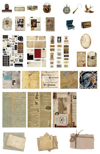 Scrapbook Supplies Stickers Papers Pack - Junk Journals Supplies, Antique Scrapbooking School Planner for Bullet Journals Wedding Inbjudningar