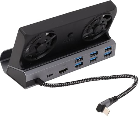 PUSOKEI Docking Station USB C 9 in 1 con Ventola di Raffreddamento per Steam Deck e ROG Ally, Supporto Dock Steam Deck con 4K 60 Hz, Gigabit Ethernet, 3 USB 3.0, 3 USB 2.0, 100 W PD