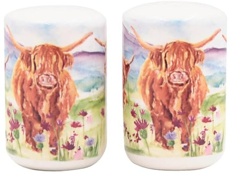 Highland Cow Ceramic Salt & Pepper Shaker Cruet Set Novelty Gift, Boxed Highland Cow Desgin 7660