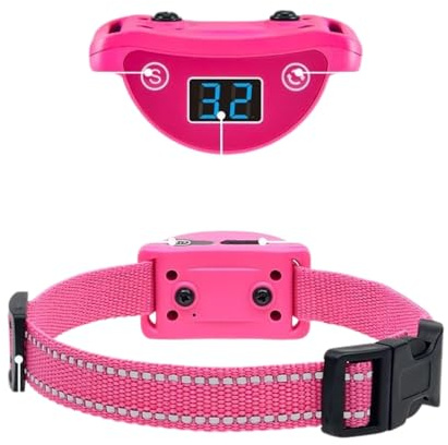 Collar de ladridos de perro, 2 modos de entrenamiento, 3 niveles de sensibilidad ajustables, collar de entrenamiento humano anti ladridos con pantalla LED, correa reflectante para perros y gatos