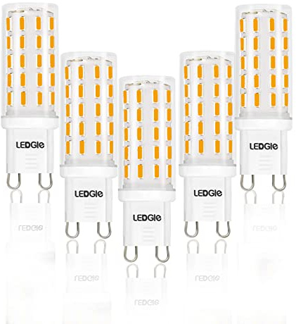 LEDGLE 6W G9 LED Lampen Warmweiß 2800K Kein Flimmern, Nicht Dimmbar, 420LM ersetzt 60W Halogenlampen, 5er Pack