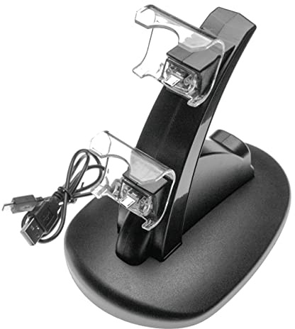 vhbw Dual-Ladestation kompatibel mit Sony PlayStation 4 PS4 Pro, 4 PS4 Slim Controller - Netzteil Halterung Ladegerät, schwarz