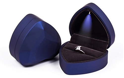 Rolin Roly Ringschachtel Samt Ring Box Mit LED-Licht Herzform Ringbox Led Ehering Fall Jewelry Ring Box für Proposal Engagement Hochzeitsgeschenk
