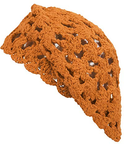 ZLYC Damen Baumwolle Häkelmütze Barette Handgemacht Retro Aushöhlen Strickmütze Frühling Sommer Leicht Elegant Baskenmützen (Bräunen),Einheitsgröße