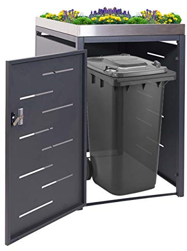 Mendler 1er-Mülltonnenverkleidung HWC-H40 125x69x84cm erweiterbar | Mülltonnenbox, Pflanzkasten, Edelstahl-Metall-Kombi, 35kg