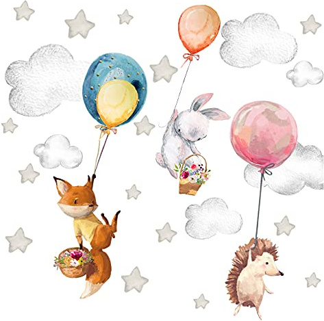 Little Deco Wandtattoo Tiere Ballon Wandsticker Kinderzimmer Wanddeko DL656-3