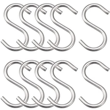 sourcing map Lot de 16 crochets en S de 5 cm de long en acier inoxydable pour accrocher des objets dans la cuisine, le jardin, la salle de bain, le garage