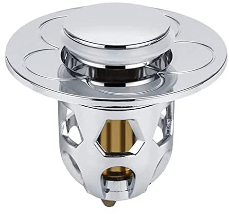 TKTTBD Waschbeckenstöpsel|Stehaufe Universelle Abflussstopfen Für Waschbecken,Versenkbarer Ablauffilter,Abfluss Stöpsel Waschbecken, Waschbecken Stöpsel Verschluss Ø 34-40mm (Silber)
