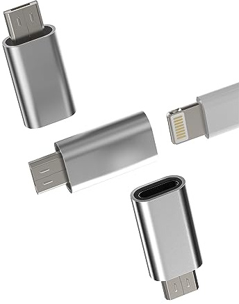 Adaptador Micro USB a Lightning(lote de 3) Apple Jack hembra Android macho convertidor iPhone enchufe cable cargador conector cargador puerto compatible para Samsung Huawei Xiaomi Redmi Google