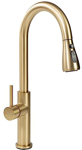 REA Kitchen Faucet NEST Brush Gold Kitchen TAP Made of HIGH Quality Brass