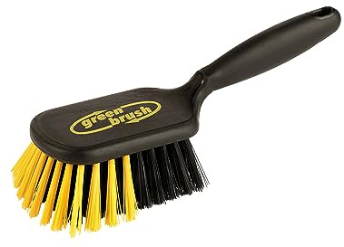 Green Brush Stielbürste Teppichbürste hart aus Recycling Material mit Kantenschutz - gelb