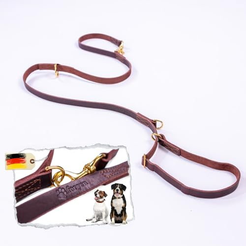foryou® Leder Hundeleine mit Halsung, XS-XXL Halsumfang, 3 Verschiedene Längen, Echt Leder Hunde Führleine in Premium Qualität Made in Germany, 2.0cm x 190cm