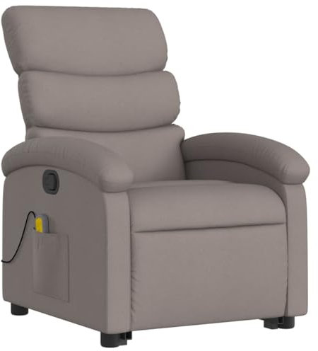 vidaXL Massagesessel, Elektrisch Sessel mit Aufstehhilfe, Relaxsessel mit Liegefunktion Vibrationsfunktion, Fernsehsessel Sessel Aufstehsessel, Taupe Stoff