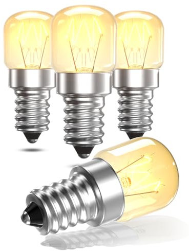 LumiGo E14 Backofenlampe 16W, Ofenlampe Glühbirne E14 300 Grad Hitzebeständig Dimmbar Glühbirne Backofen T22 Warmweiß 2700K AC 220-240V für Backofen, Salzlampe, Mikrowelle und Kühlschrank, 4 Stück