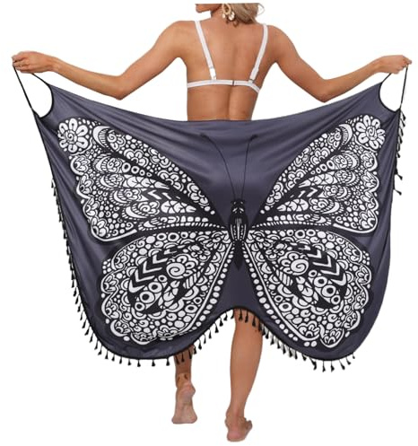 Lawnrden Beach Swimsuit Cover Up,Women Crochet Bikini Coverups,Boho Style Butterfly Beach Wrap Dress for Women Summer