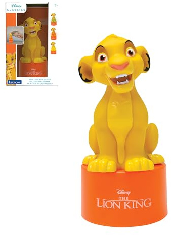 Lexibook, Disney Lejonkungen, Simba Nattlampa med högtalare för barnrum, mjukt ljus, batteridriven, gul/orange, NS01AN