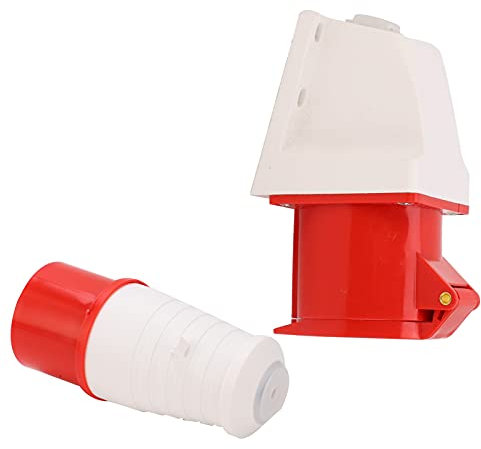 Enchufe Trifásico de 32 A, Juego de Enchufes de Alimentación de 4 Pines, Kit de Conector Montado en Superficie para AC380 V, Resistente Al Agua IP44, Diseño Anticaída, ABS,