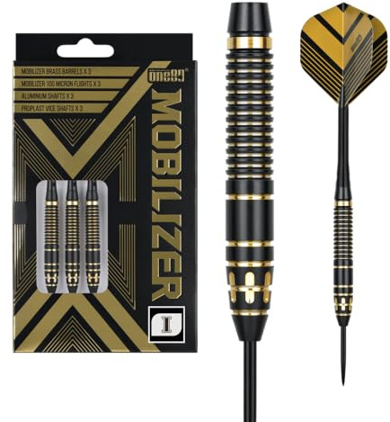 ONE80 Steel Dart Mobilizer Steeltip Dart mit Metallspitze Steeldart Brass Dartpfeile Set mit Schäften und Flights