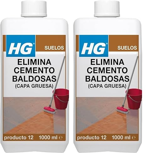 HG Elimina Cemento 1L de Capa Grasa para Residuos y Lechada de Baldosas y Losas de Cerámica No Porosas -(171100130) (Paquete de 2)