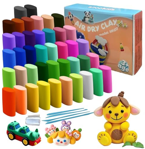 snookids 42 Colori Plastilina per Bambini, Argilla da Modellare con 4 Utensili, Pasta Modellabile, Regalo Creativo per Bambini 3-12 Anni, Attività Fai da Te e Arti e Mestieri