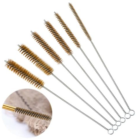 6 Paquete Cepillos de Latón para Limpieza de Tuberías, 8/12/14/16/20/25mm Tubo de Latón Cepillo de Limpieza Redondo Cepillo de Alambre para Tubo, Cilindro, Taladros, Herramientas de Mano