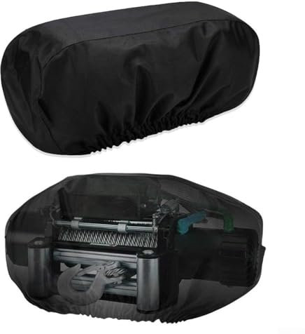 Car Winch Cover, 420D Oxford Cloth Waterproof DustProof Winch for PROTECTION Cover With Elastic Band, For Electric Winches Up To 17500 Lbs, 48 * 19 * 24cm(black)