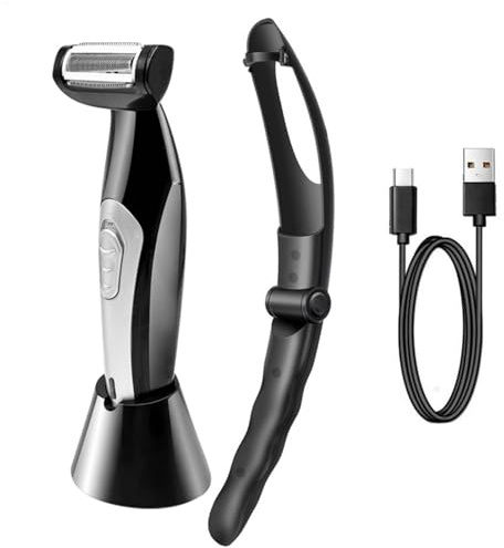 Rasoir de dos pour homme – Tondeuse électrique pour poils corporels avec utilisation humide et sèche, rasoirs à long manche | Toiletteur de poitrine et de dos, rasoir ergonomique pour homme