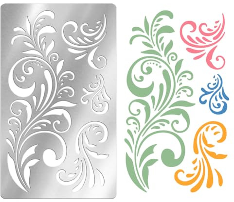 UNICRAFTALE Metallschablone Wiederverwendbare Blumenschablonen Schnörkel Malschablone Edelstahl Schablonen Pflanzenmuster Vorlage Für DIY Scrapbooking Fotoalbum DIY Papierkarte