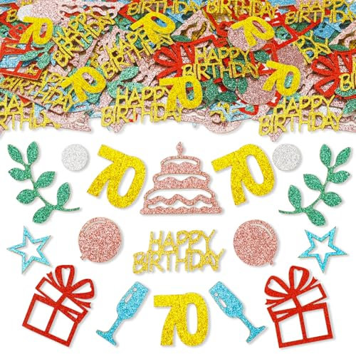 ParPix 100 Stück Bunt 70 Geburtstag Deko Konfetti, Groß 5,5cm Confetti Deko 70 Geburtstag Frau Mann,Tischdeko 70 Geburtstags Confetti,Geburtstagsdeko 70 Streudeko,Glitzer Konfetti 70. Geburtstags Deko